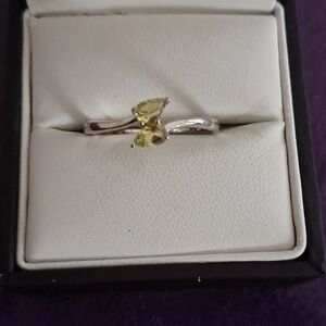 AAA Canary Tourmaline Bypass Ring In 925 Sterling Silver